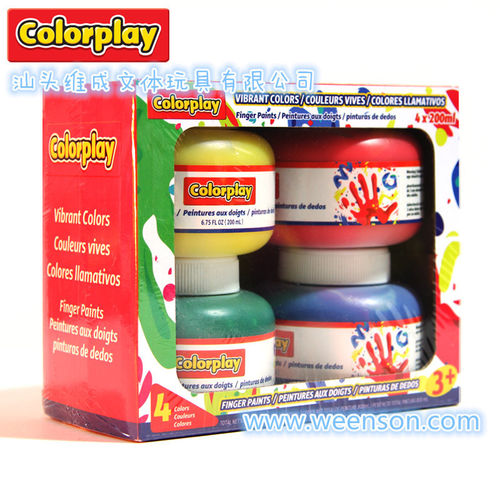 colorplay厂家直销 200ML儿童DIY涂鸦美术颜料水彩丙烯颜料手指画套装