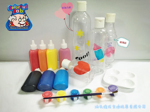 weenson厂家直销 儿童益智DIY彩绘玻璃彩涂鸦玩具 饮料瓶