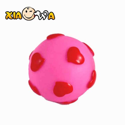 笑娃PVC搪胶静态发声塑胶宠物玩具情人节玩具DQ002爱心球