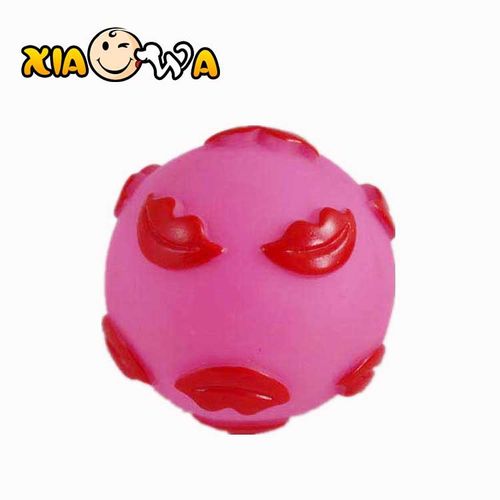 笑娃PVC搪胶静态发声塑胶宠物玩具-情人节玩具DQ001嘴唇球