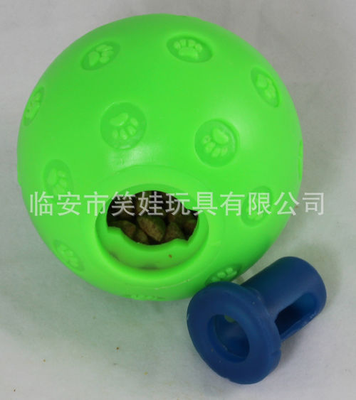 笑娃PVC搪胶静态发声塑胶宠物狗玩具漏食球