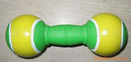 笑娃PVC搪胶静态发声塑胶宠物狗玩具-哑铃