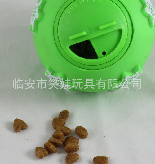 笑娃厂家PVC搪胶静态发声塑胶宠物玩具漏食球、狗粮球、喂食球