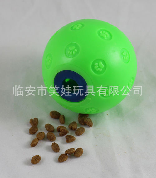 笑娃PVC搪胶静态发声塑胶宠物玩具漏食球 狗粮球 猫粮球  喂食球