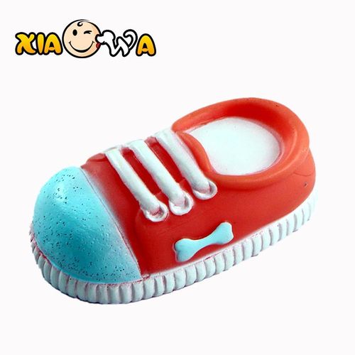笑娃PVC搪胶静态发声塑胶宠物狗玩具可爱小球鞋耐咬磨牙玩具