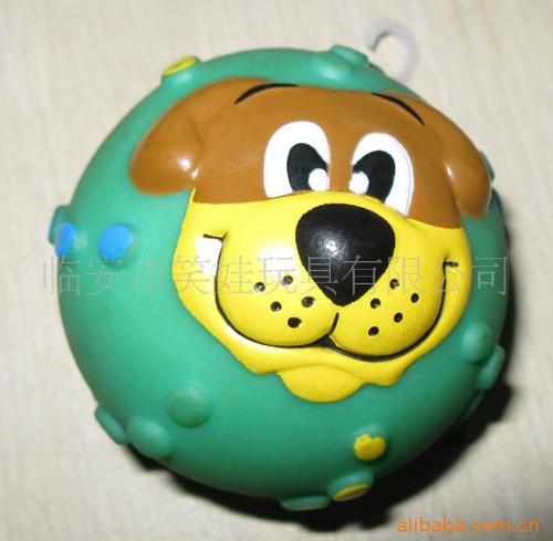笑娃PVC搪胶静态发声塑胶宠物狗玩具-8CM雪人球