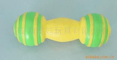 临安市笑娃PVC搪胶静态发声塑胶宠物狗玩具-14CM圣诞哑铃