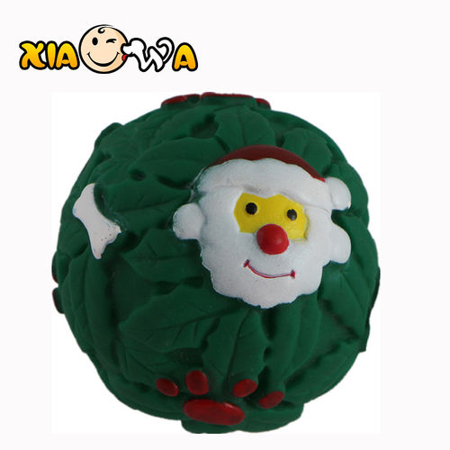 临安市笑娃PVC搪胶静态发声塑胶宠物狗玩具-8CM雪人树叶球