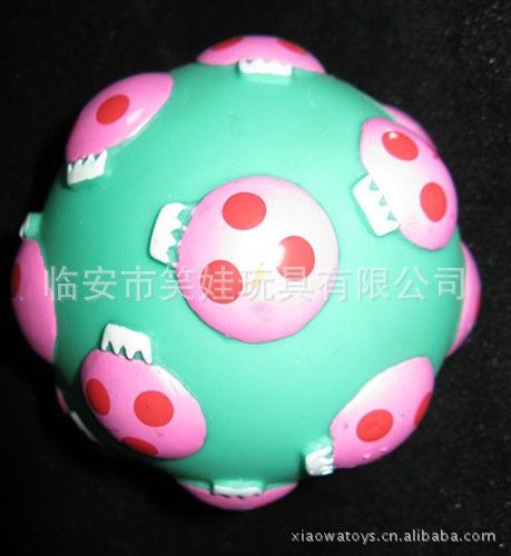 临安市笑娃PVC搪胶静态发声塑胶宠物狗玩具-8CM雪人树叶球