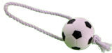 PVC塑胶静态搪胶宠物狗玩具-26CM穿绳足球