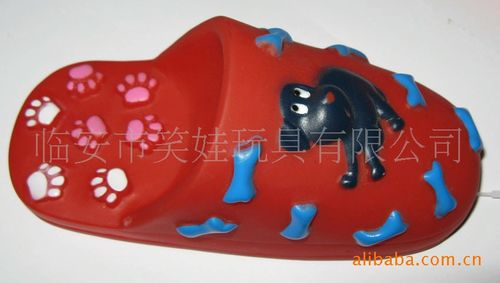 PVC塑胶静态搪胶宠物玩具-15CM夹趾拖鞋