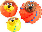 笑娃发声塑胶静态搪胶宠物玩具-7CM狗脸球