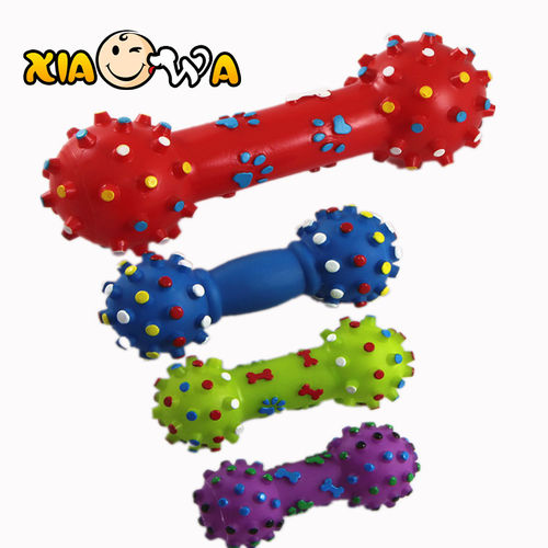 笑娃塑胶静态搪胶宠物玩具-12CM小哑铃(刺球)