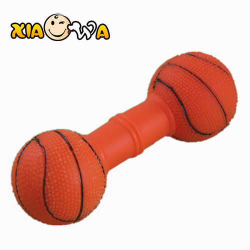 笑娃塑胶静态搪胶宠物玩具-18.5CM篮球哑铃