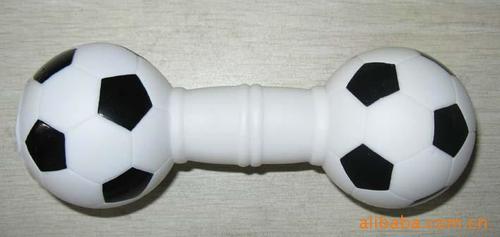 笑娃塑胶静态搪胶宠物玩具-18.5CM网球哑铃