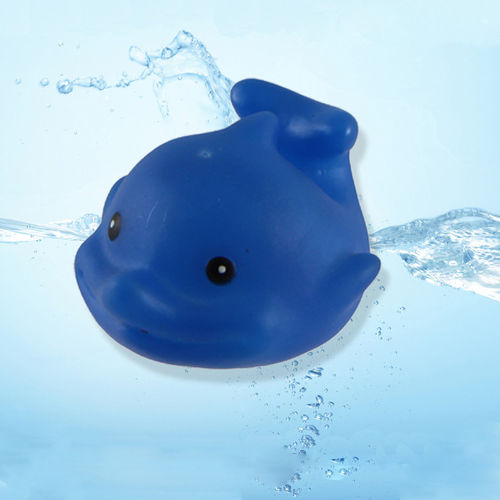婴儿戏水洗澡塑胶静态搪胶玩具-发声小海豚