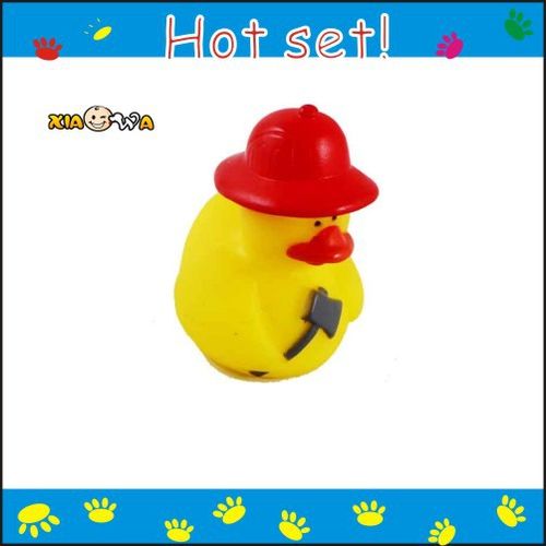 临安笑娃玩具 儿童洗澡戏水搪胶鸭子-消防队员小鸭