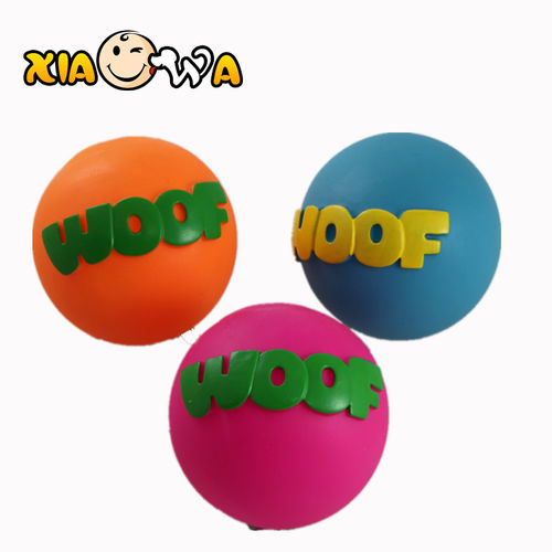 笑娃搪胶宠物用品发声玩具-直径8CM WOOF圆球