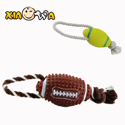 笑娃搪胶宠物发声玩具—34CM穿绳橄榄球
