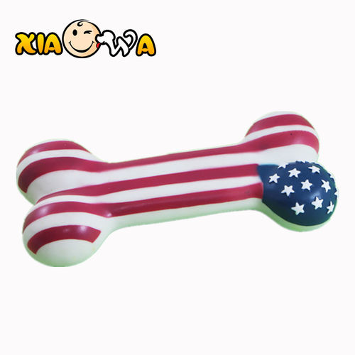 笑娃DA002搪胶美国国旗宠物玩具—18CM骨头