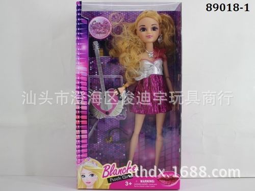 SWEET BABY女孩过家家玩具11寸实身时尚摇滚大头Barbie芭芘娃娃套装