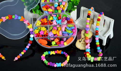 厂家直销DIY亚克力散珠儿童串珠玩具女孩项链制作产品葫芦版盒装