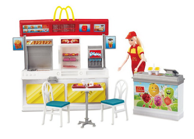 新款益智麦当劳餐厅(含1个服务员娃身采用12关节身体)批发