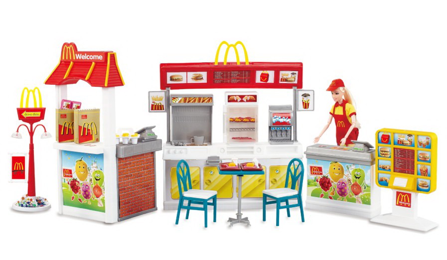 新款益智麦当劳餐厅加外卖站(含1个服务员娃身采用12关节身体)批发