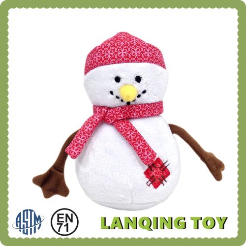 出口加工定制生产白色雪人蓝色围巾帽子圣诞节礼物毛绒玩具公仔