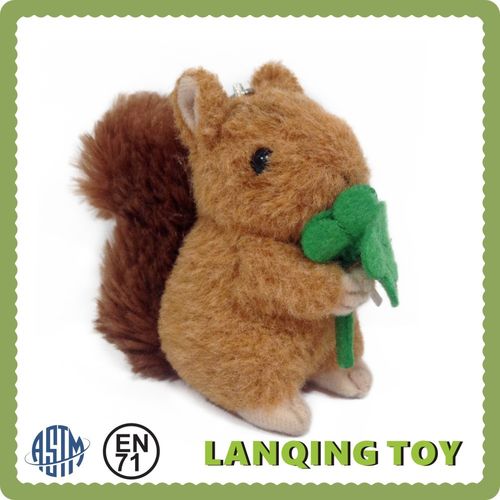 戴领带手拿鲜花绿草的小松鼠 精致考拉袋鼠毛绒玩具