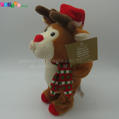 3C认证工厂 直销圣诞毛绒玩具礼品 高档彩盒包装机芯鹿公仔