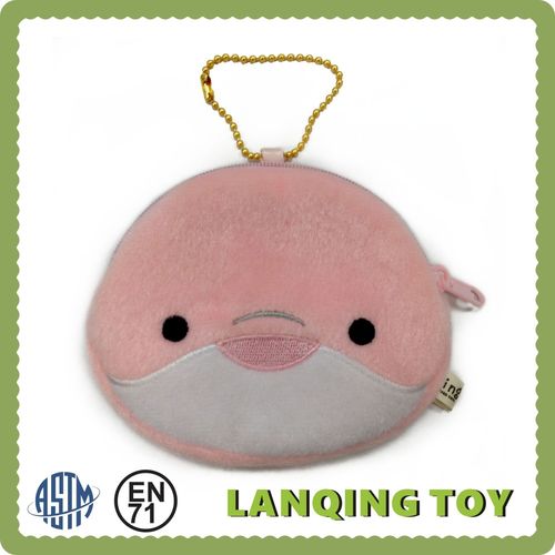 韩版可爱卡通动物零钱包毛绒小钱包 海洋动物贴棉毛绒玩具包包