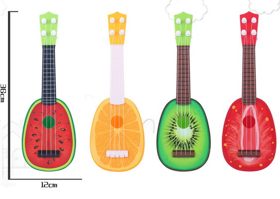 新款益智水果吉他4款混装(猕猴桃、西瓜、橙、草莓)批发