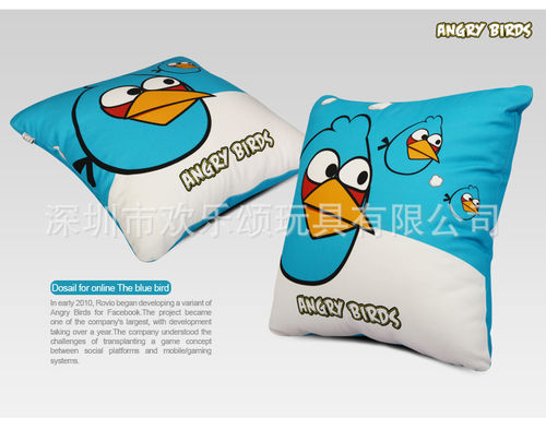 欢乐颂个性卡通游戏愤怒的小鸟毛绒抱枕靠垫可印logo