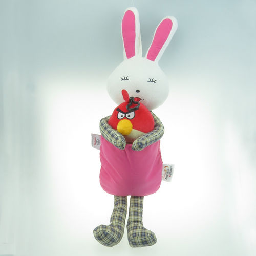 深圳欢乐颂毛绒玩具厂家定制兔子毛绒公仔储物袋挂壁袋