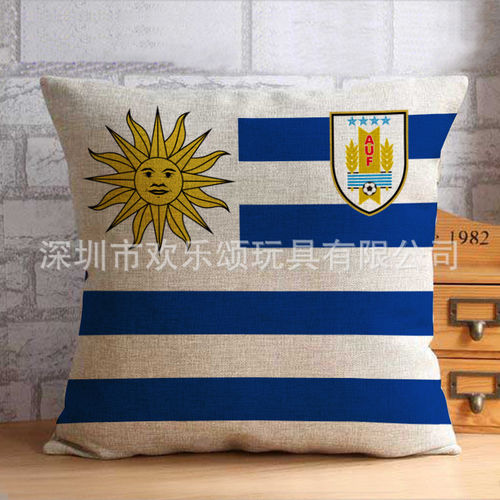欢乐颂厂家订做世界杯足球队徽棉麻沙发靠垫抱枕