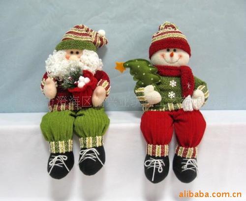 圣诞节玩具工艺礼品坐姿老人16寸雪人毛绒小挂件