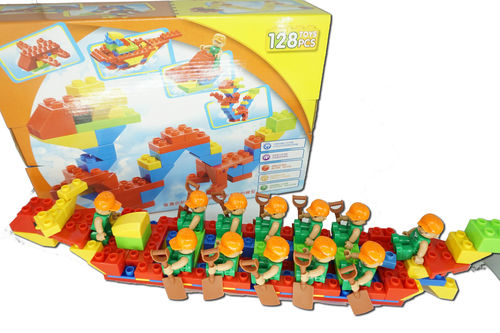 大型积木海鹏达城市类拼装益智类玩具龙舟积木儿童启蒙智力开发