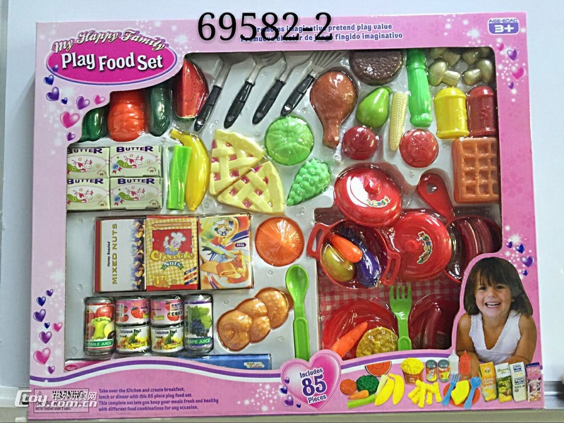 新款益智食物套装餐厨具玩具开窗盒85PCS批发
