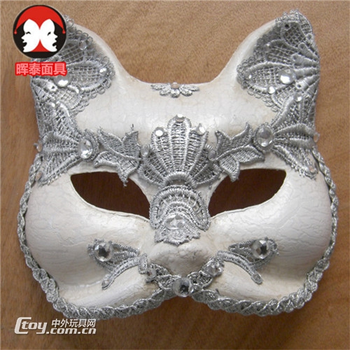 深圳动物面具定制手绘精美纸浆猫脸面具