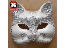 深圳动物面具定制手绘精美纸浆猫脸面具