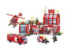 啟蒙積木拼裝玩具消防車模型拼插積木消防總局911