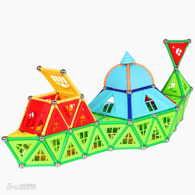 智博乐长款磁力棒城堡车吸铁棒285件磁性积木儿童益智玩具
