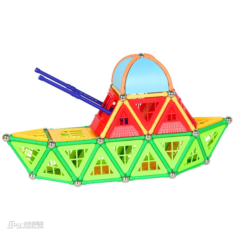 智博乐长款磁力棒城堡车桶装吸铁棒285件磁性积木儿童玩具