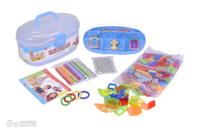 智博乐磁力棒玩具400件大桶装吸铁磁棒短棒磁力积木儿童玩具