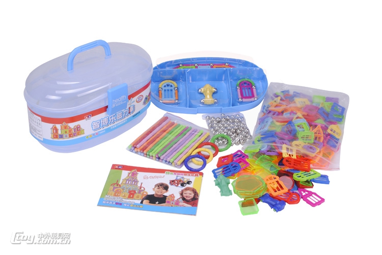 智博乐磁力棒玩具500件大桶装吸铁磁棒短棒磁力积木儿童玩具