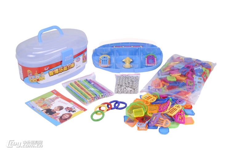 智博乐磁力棒玩具600件大桶装吸铁磁棒短棒磁力积木儿童玩具