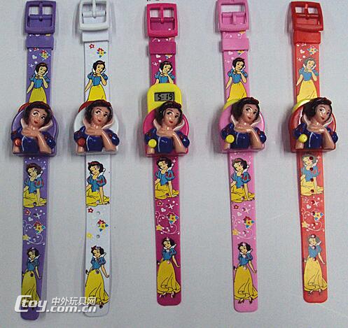 新款益智迪士尼公主卡通儿童手表五色混装批发