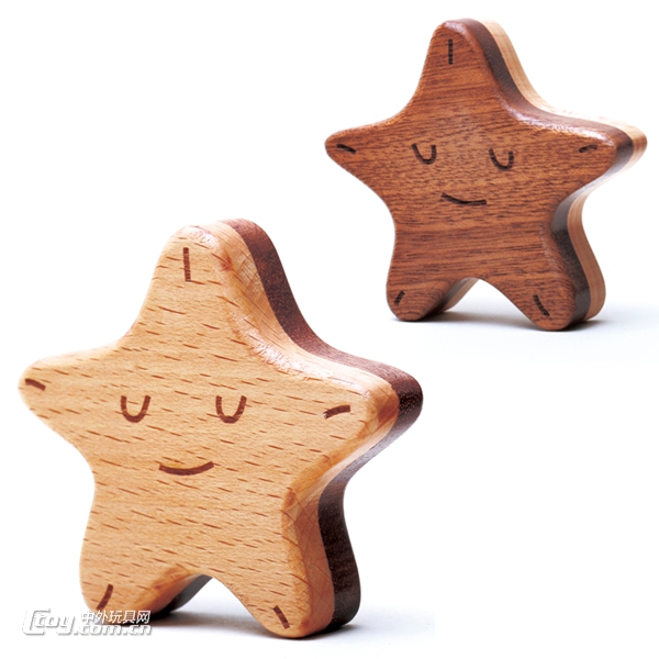 墨小小出品墨小小星星棒摇铃婴儿木制手摇铃玩具