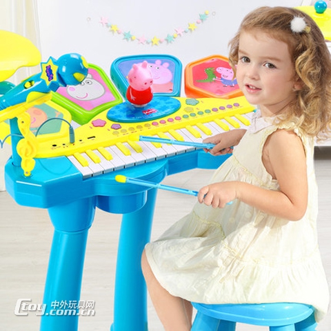 小猪佩奇琴鼓儿童初学者宝宝爵士鼓乐器1-3-6岁音乐话筒玩具